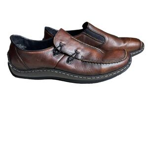Rieker Antistress Celia Brown Leather Slip On Flat Driving Shoe. Size 42